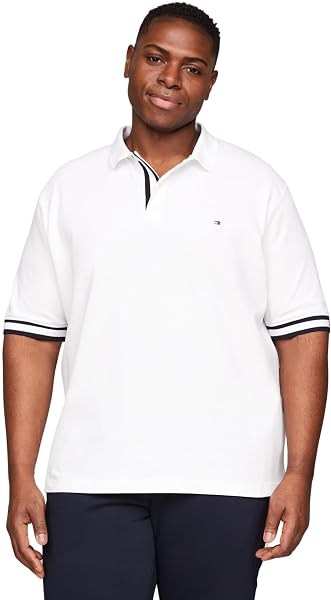 Tommy Hilfiger Maglietta Polo Maniche Corte Uomo Plus Slim Fit, Bianco (White), XXL