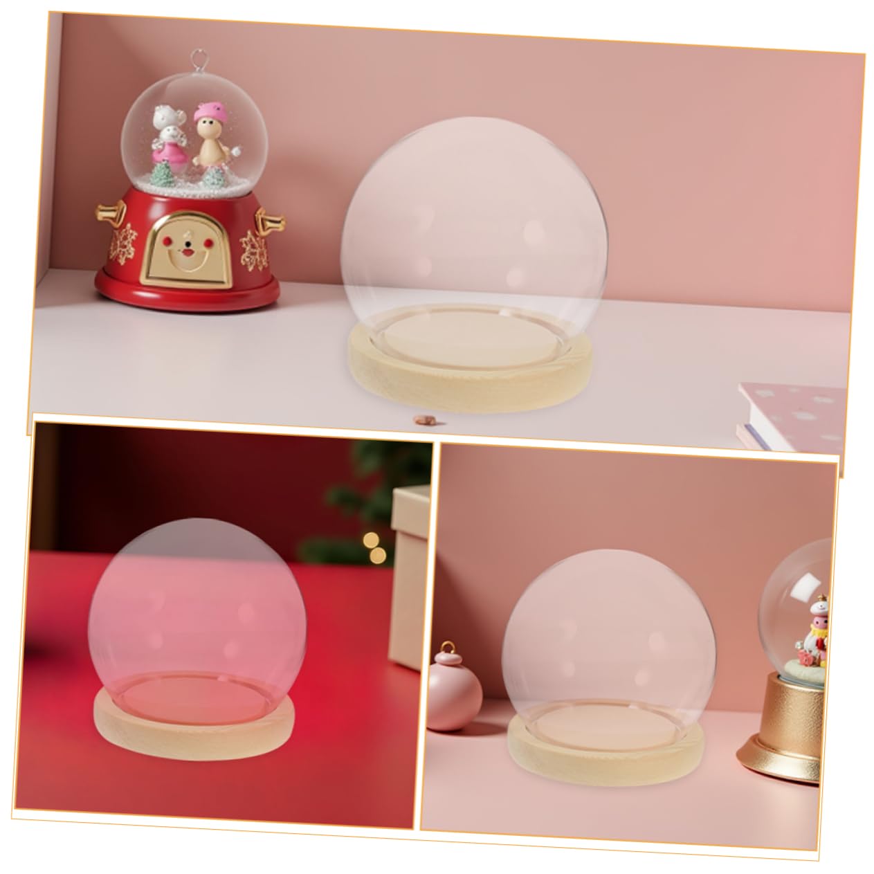 Zerodeko Espositore in Vetro Trasparente Con Base in Vetro Per Fiori Eterni in Per Oggetti Da Cupola Rettangolare Per Decorazioni e