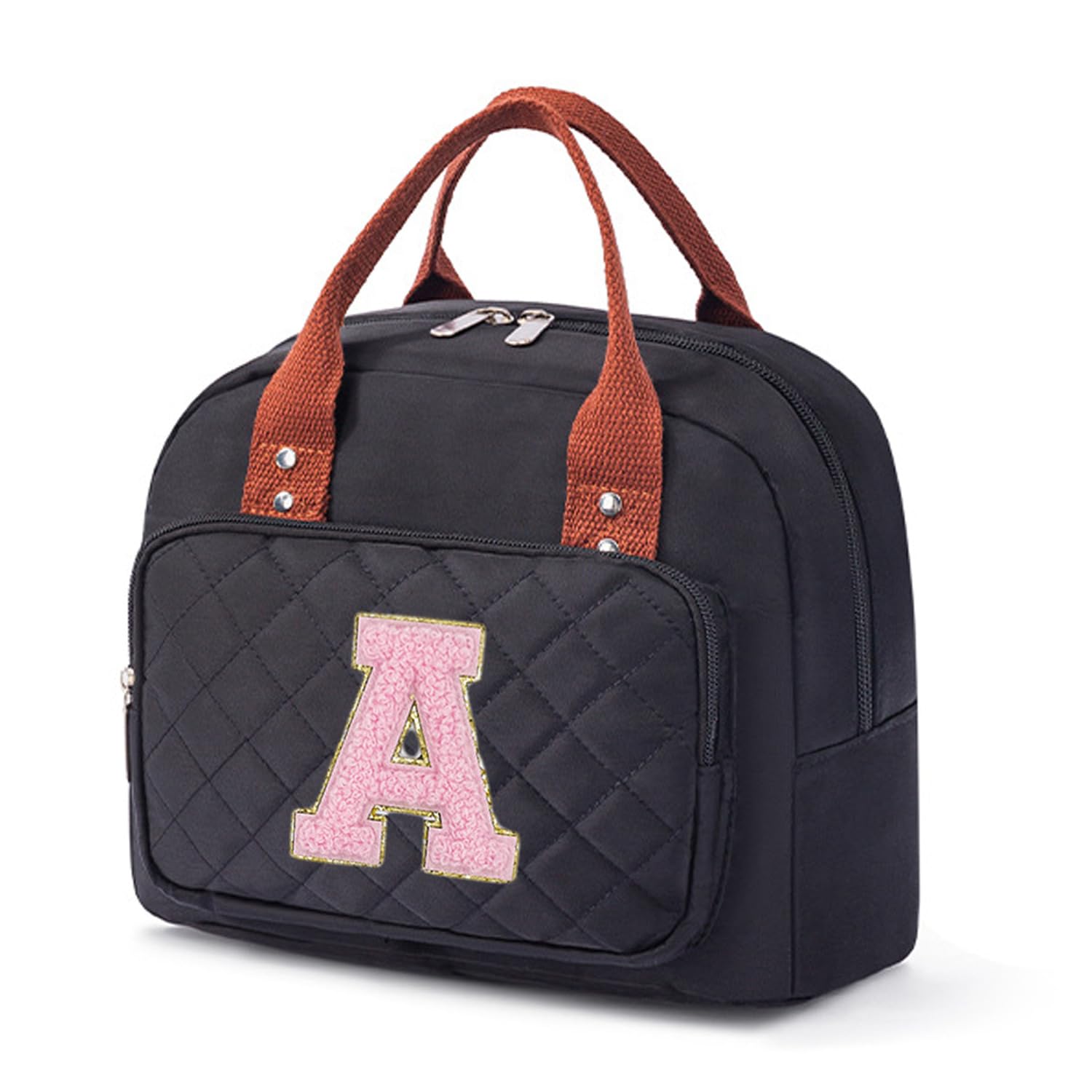 JOUWUI Personalised Insulated Lunch Bags with Initial A-Z,Crossbody Lunch Bags for Women Ladies Girls Work Adult Cool Tote Box Container (Initial A)