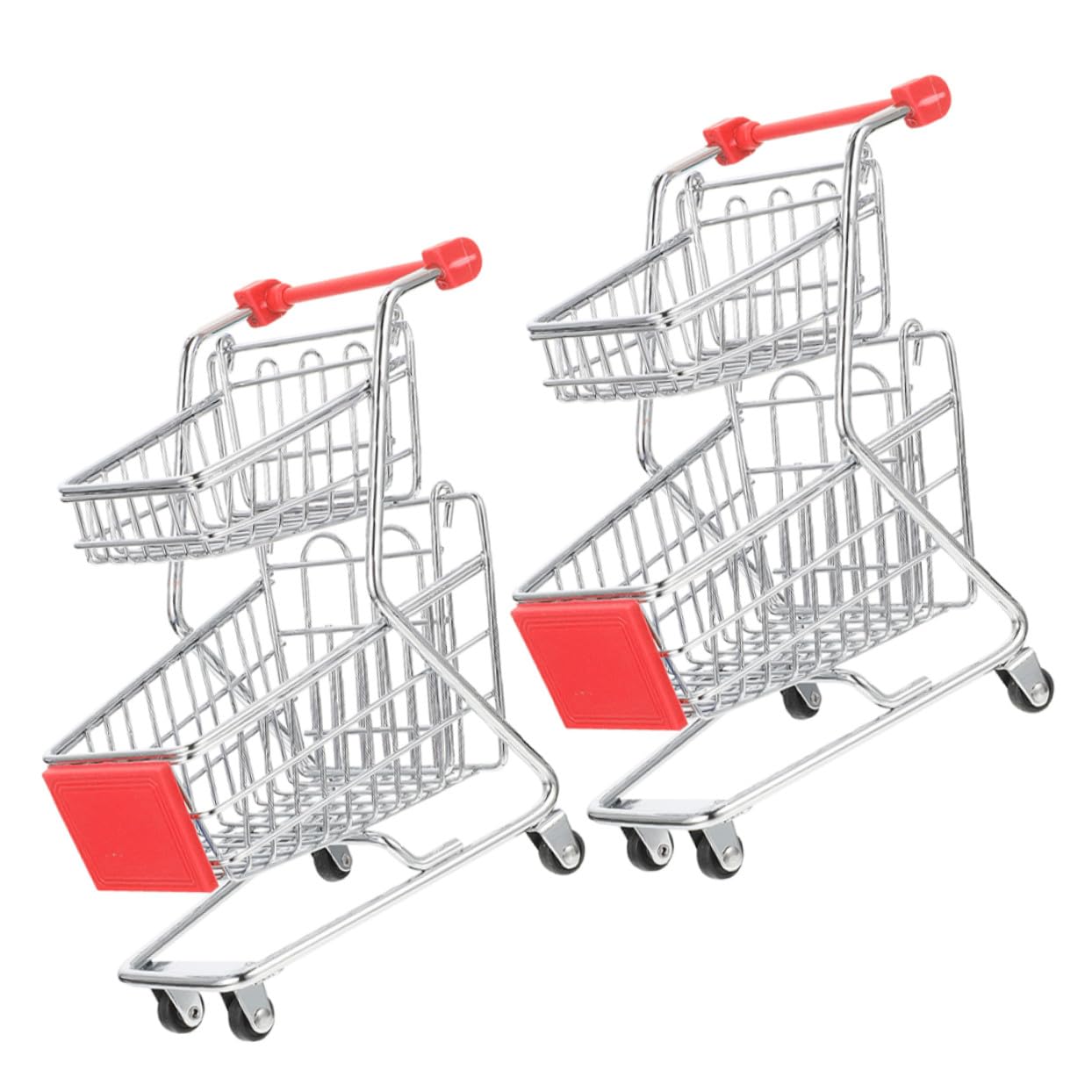 SUPVOX 2pezzi Carrello della Spesa Giocattolo Mini Carrello Supermercato Doppio Giocattoli per Ragazzo Ragazza