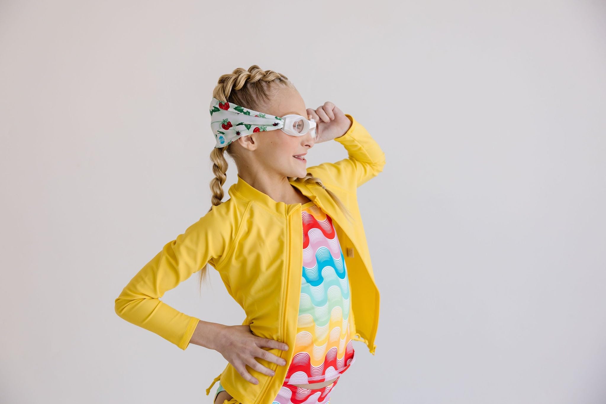 Splash Place Schwimmbrille mit Stoffband, Schwimmbrille für Erwachsene und Kinder, Rosa und Violett