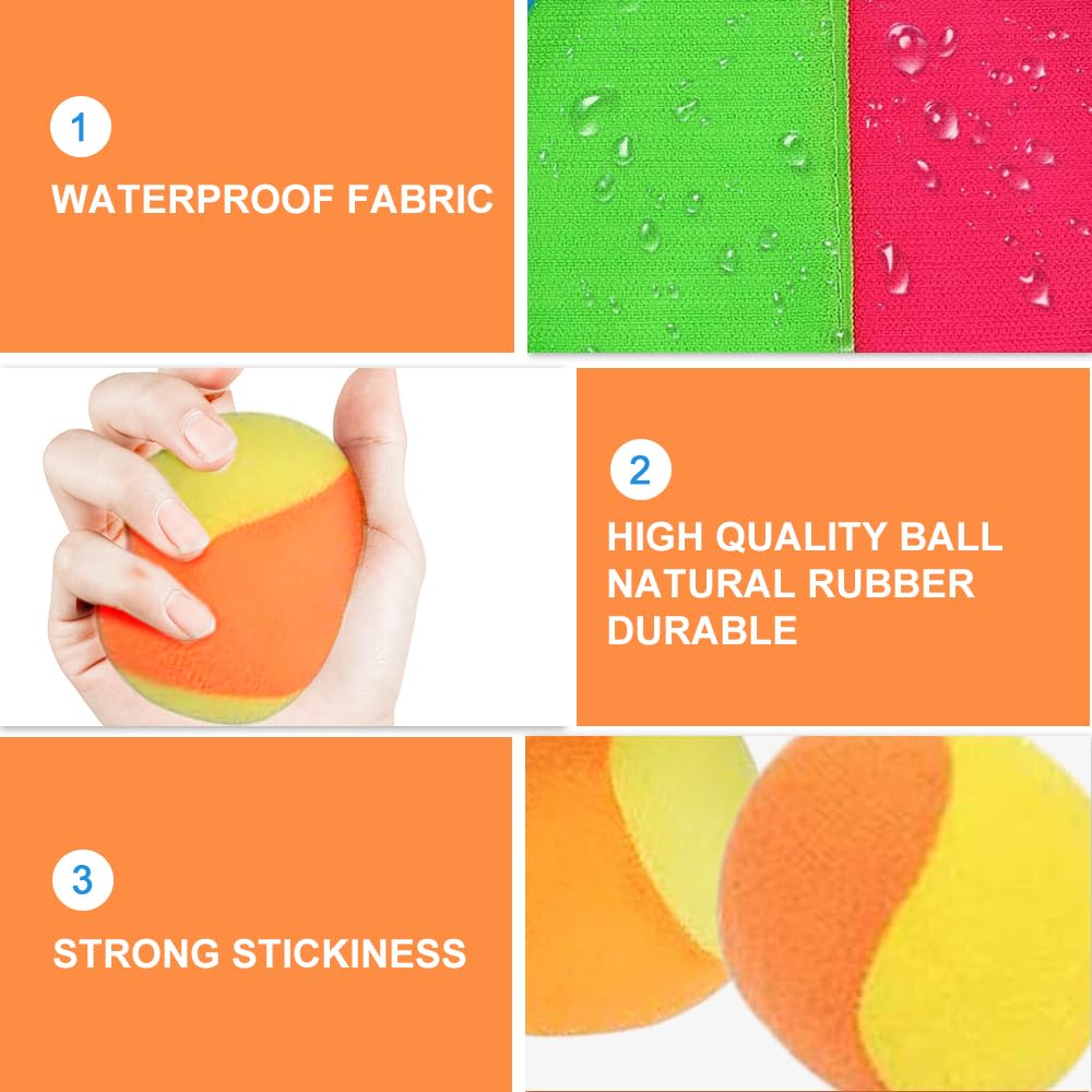 FORMIZON – Jeu De Lancer Et Attrape Avec 4 Raquettes Et 2 Balles, Activité Extérieure Plage, Jardin, Piscine Pour Enfants Et Adultes