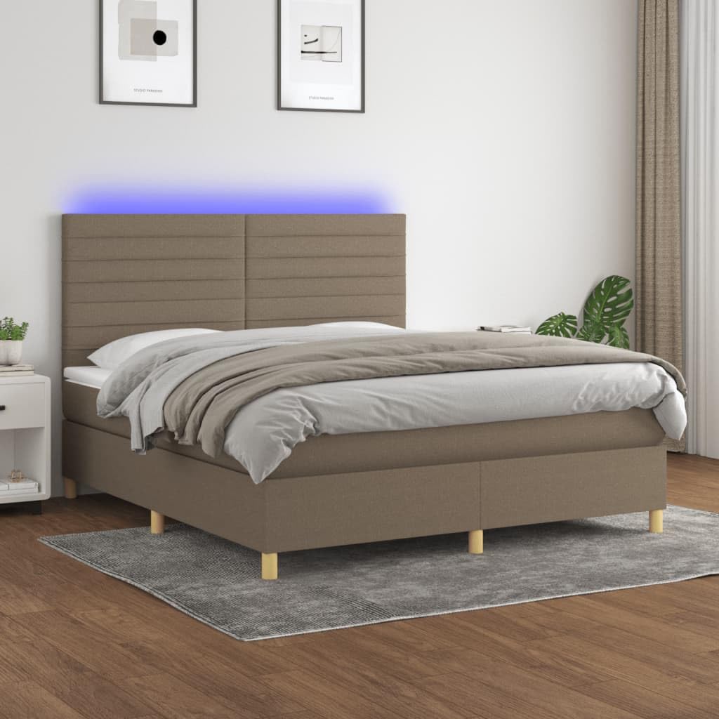 Z diodami LED z regulowanym zagłówkiem Łóżko kontynentalne Taupe 180x200 cm