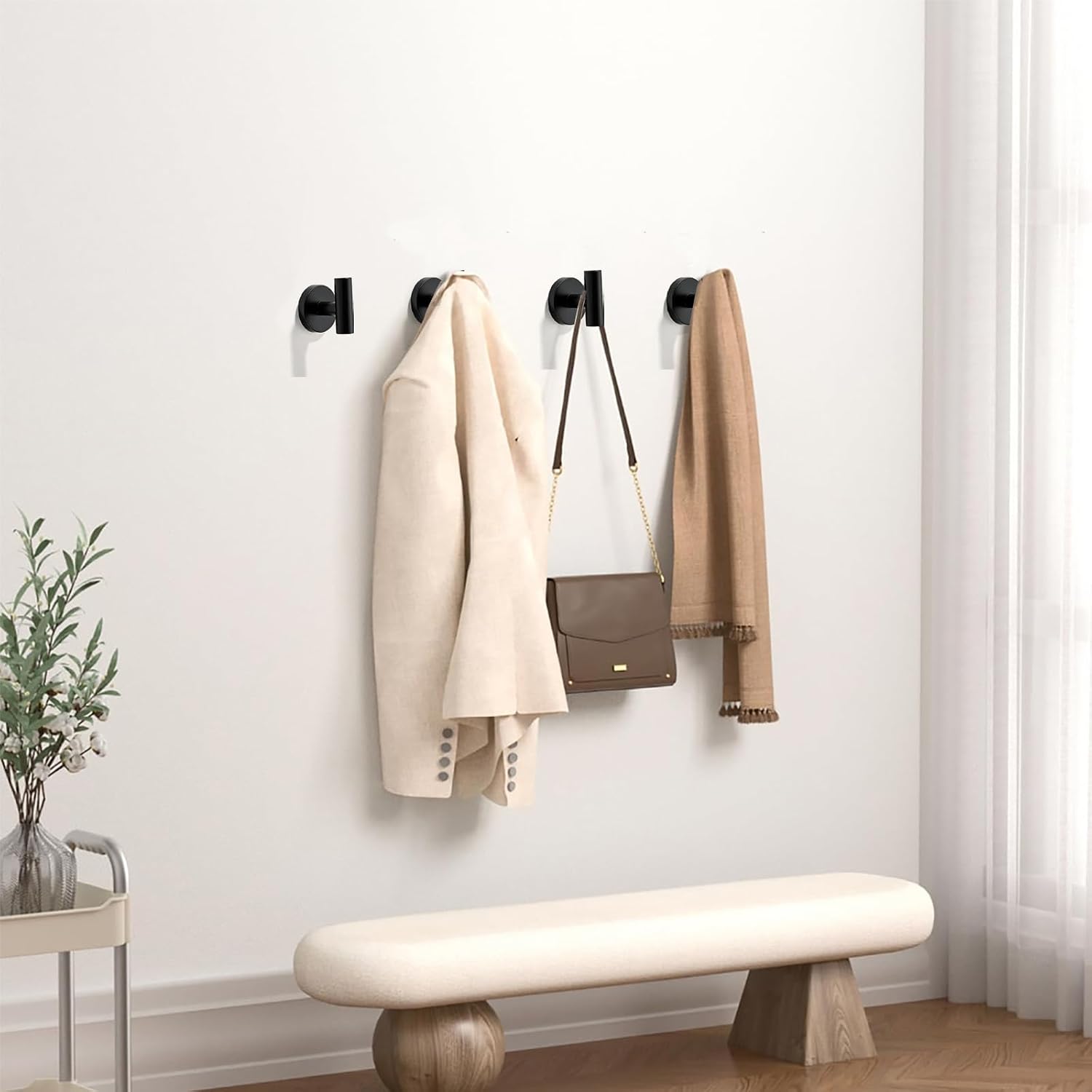 khtumeware Matte Black Bathroom Towel Hooks,3 Pack Heavy Duty Coat Hook Robe Hooks for Kitchen,Toilet,Wall Mount