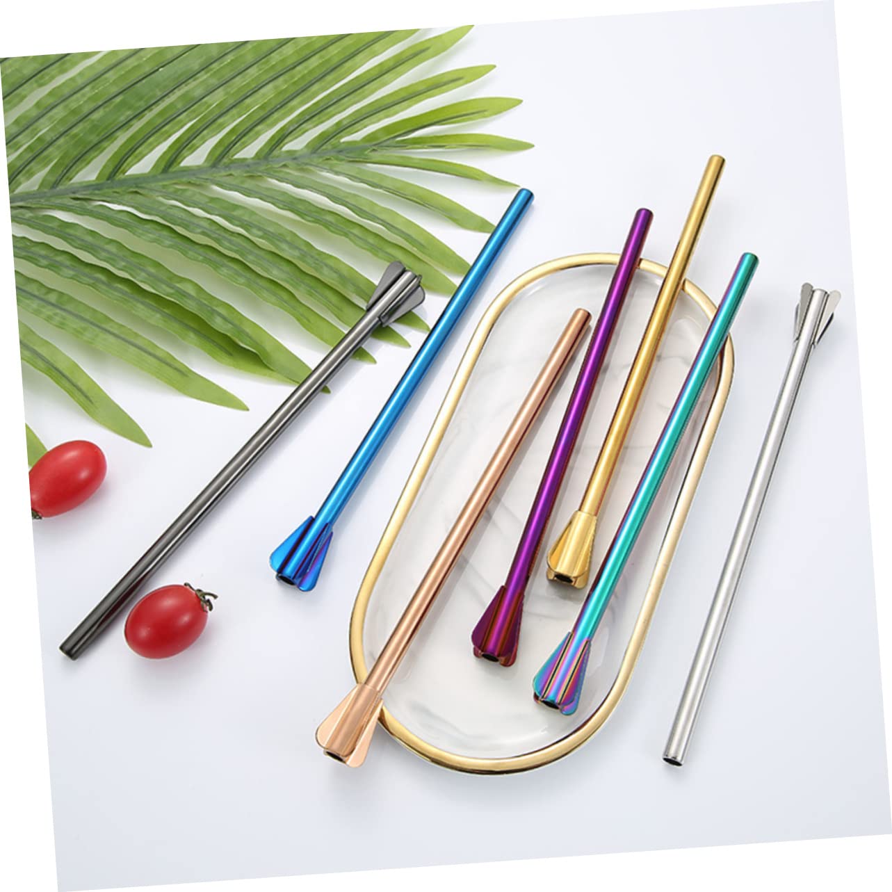 FRCOLOR 12pezzi Canucce Acciaio Inossidabile Creativo Stirrer Riutilizzabile Per Cocktail e Bevande Per Feste e Picnic