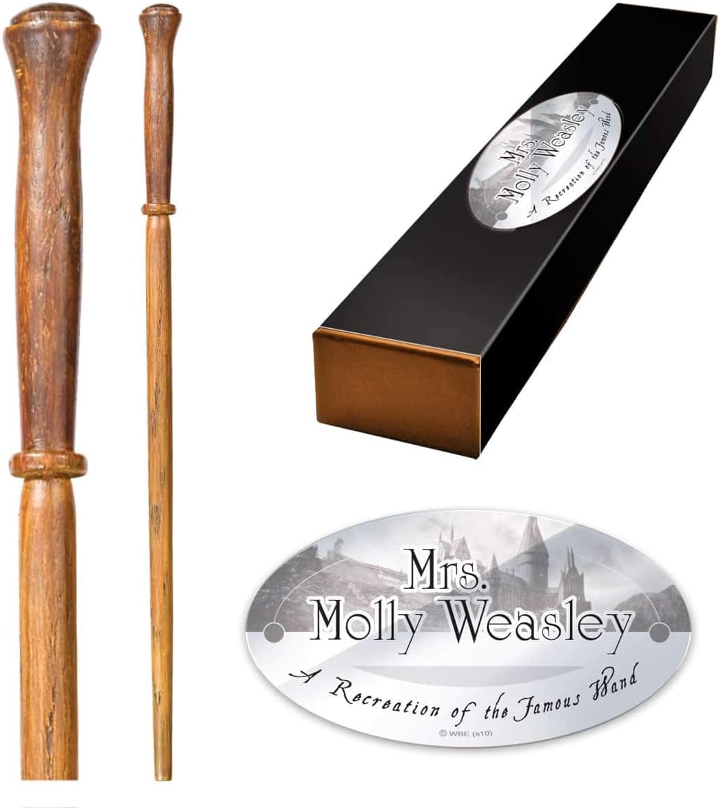 Molly Weasley Character Wand - 15in (37cm) Wizarding World Wand With Name Tag - Harry Potter Film Set Movie Props Wands