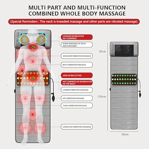 Miniatura 4 de Alfombrilla de masaje de cuerpo completo con calor de 20 cuello, cabezales de masaje Shiatsu, silla de masaje eléctrica multifuncional con
