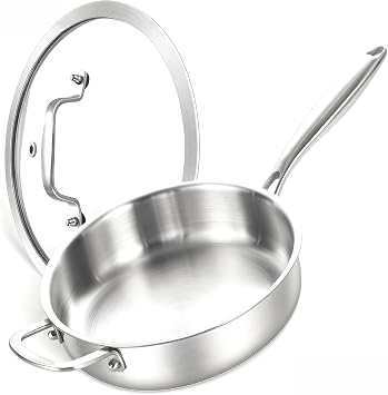 24cm 2.8L Tri-Ply Stainless Steel Saut  Pan with Lid
