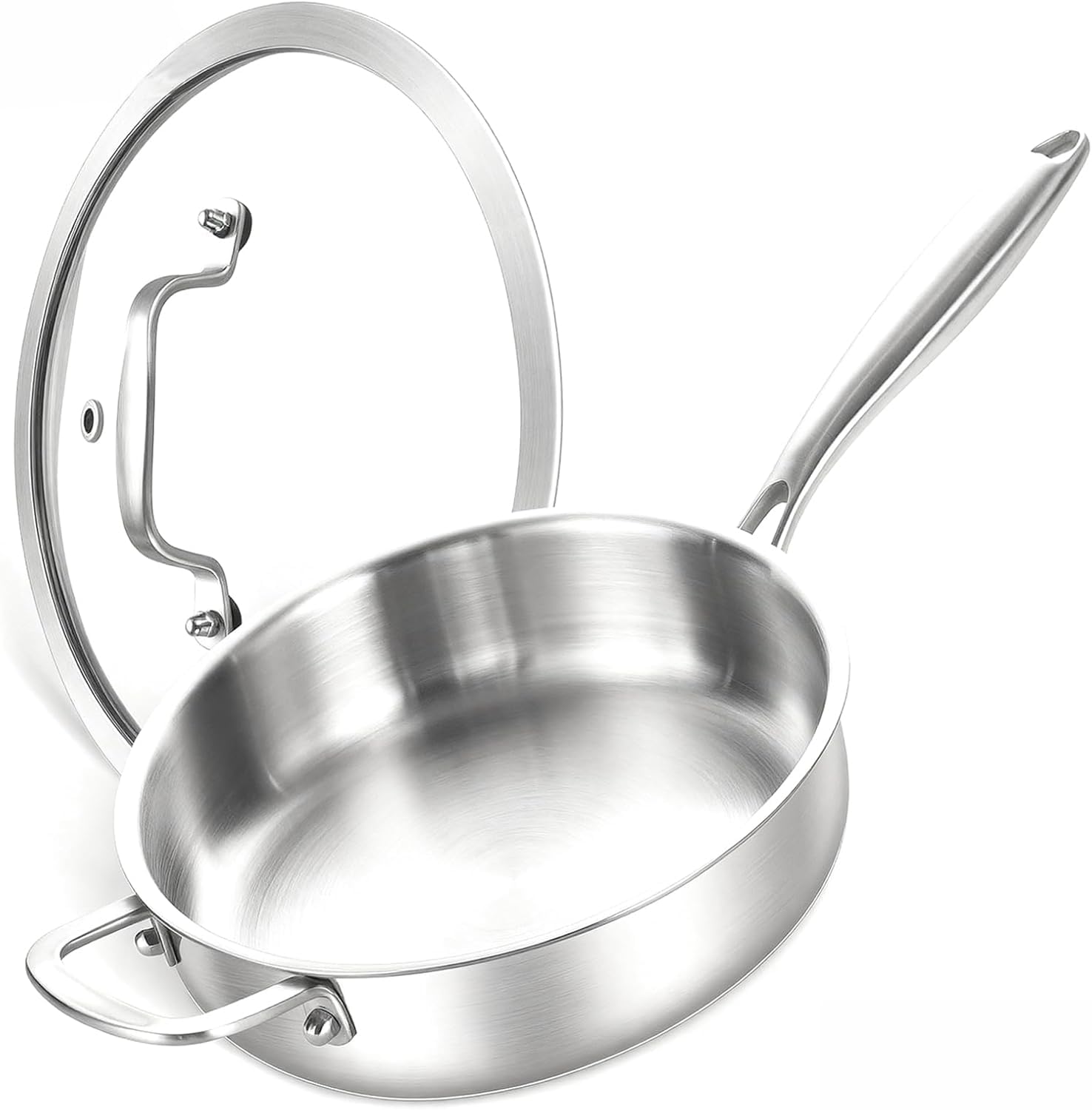 Nontoxicook 24cm 2.8L Tri-Ply Stainless Steel Sauté Pan with Lid