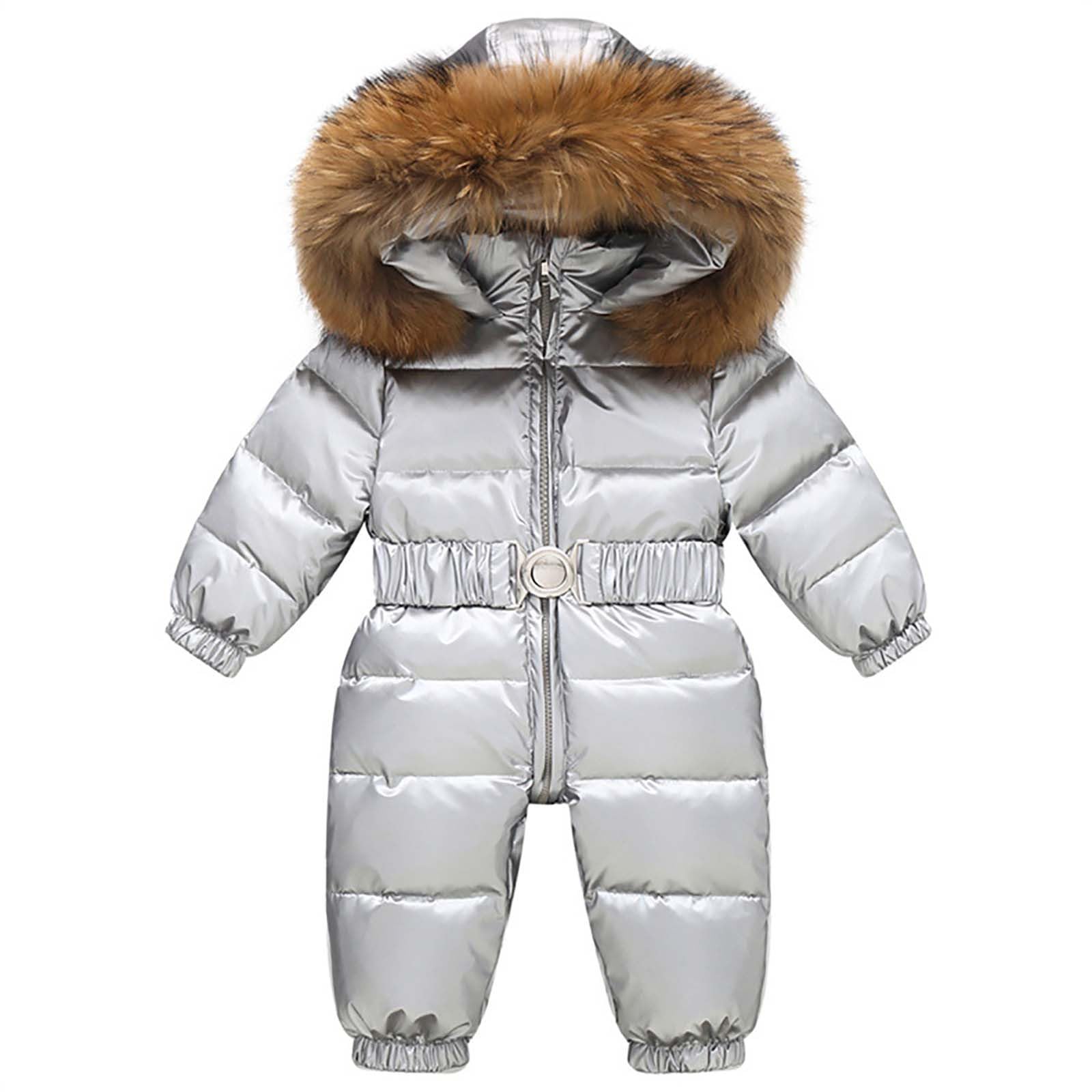 KHIRVWL Tuta da Sci Intera Bambino con Cappuccio Imbottita Tuta da Neve di un Pezzo Bambini Invernale Outdoor Antivento, Calda, Impermeabile e Traspirante, Apertura con Cerniera