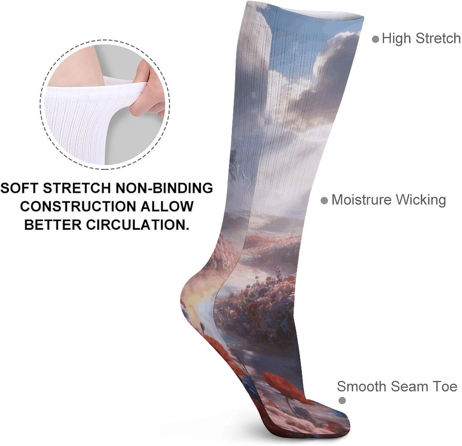 Huajian Hongguang Crew Socks Cozy Casual Calf Socks Lightweight Long Work Sock Breathable Athletic Sock for Hiking Sports Running 5 Pairs