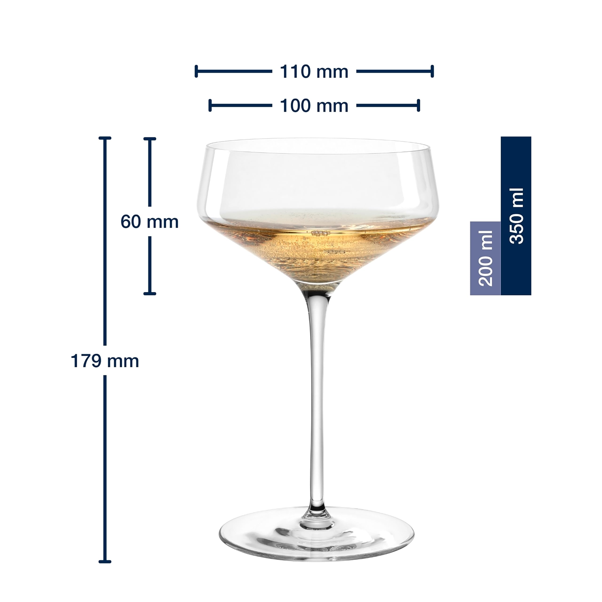 LEONARDO HOME PUCCINI Lot de 6 coupes à champagne • Verre à cocktail • Verre à champagne • Forme classique • Design élégant • Idéal pour l'apéritif et le dessert • Passe au lave-vaisselle • 350 ml