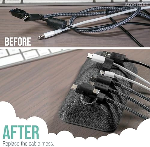 Miniatura 5 de Smartish Soporte magnético para cables, organizador de calcetines Wrangler con clips magnéticos para gestión de cargadores en escritorio, mesita de