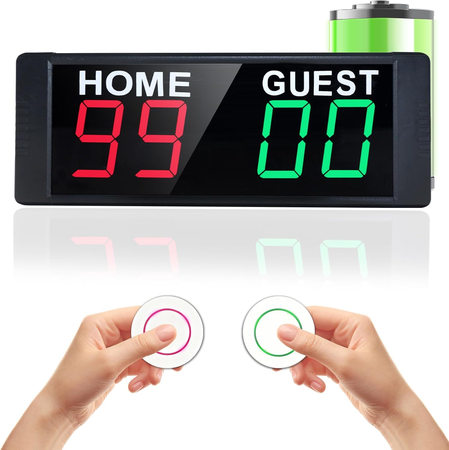 YZ Portable Electronic Scoreboard with 2 Button Control, Digital Scoreboard with Remote, Digital Cornhole Score Keeper, 12/24H Clock/Countdown Timer/Buzzer, Indoor&Outdoor Games