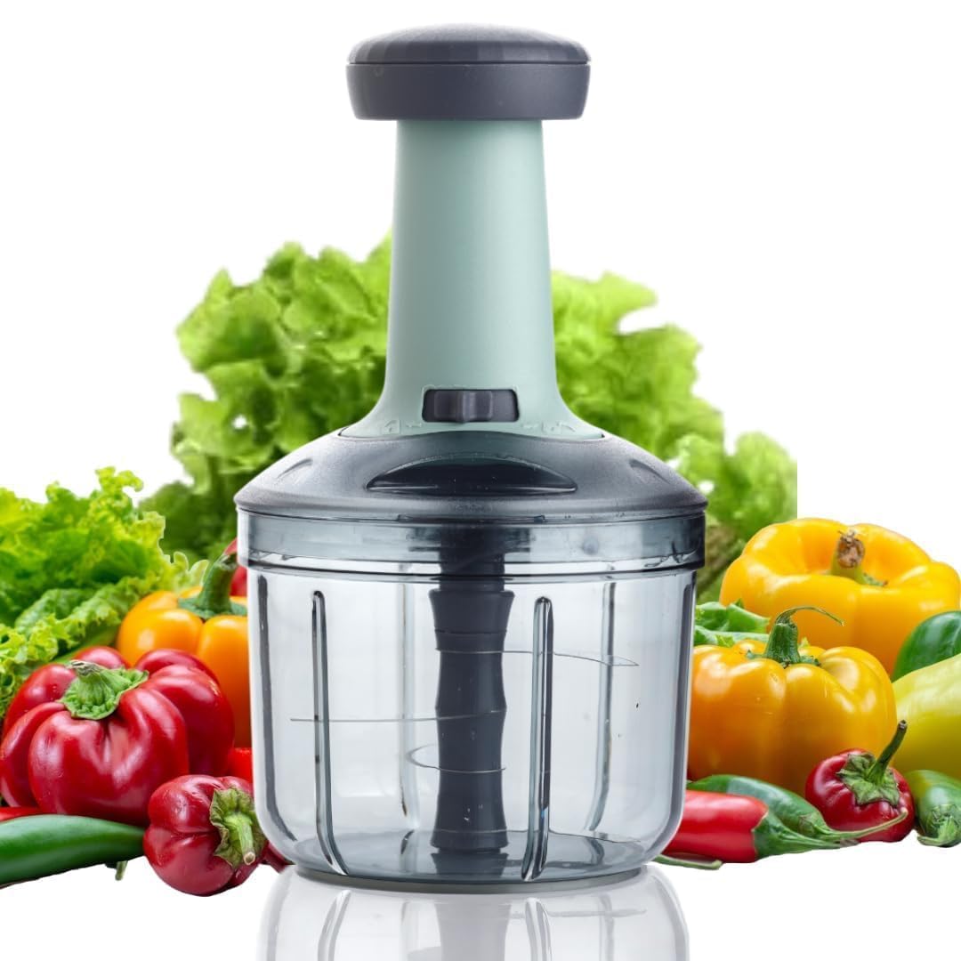 Linomark Chopper for Kitchen Use 1100 ML, Push Chopper with 6 Blades, Vegetable ChopperKitchen Accessories Items for Home Cutting Vegetables, Onion, Ginger, Garlic, Salad, Tomato, Potato (2)-picture-26