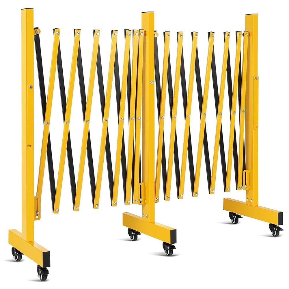 WQPMNYG Security Barrier,Expandable Retractable Barricade with Casters - Traffic Control Scissor Gate, 1x4m Crowd Control Fence for Construction Areas, Driveways & Event Safety