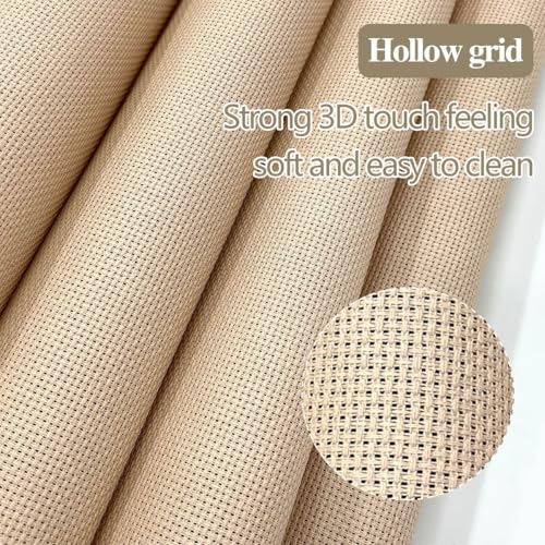 Image of 14CT Aida Cloth - 30x35 Inch Cross Stitch Fabric for Embroidery, Pre-Cut Needlework Material, Acid-Free, Durable Weave(Light Brown)