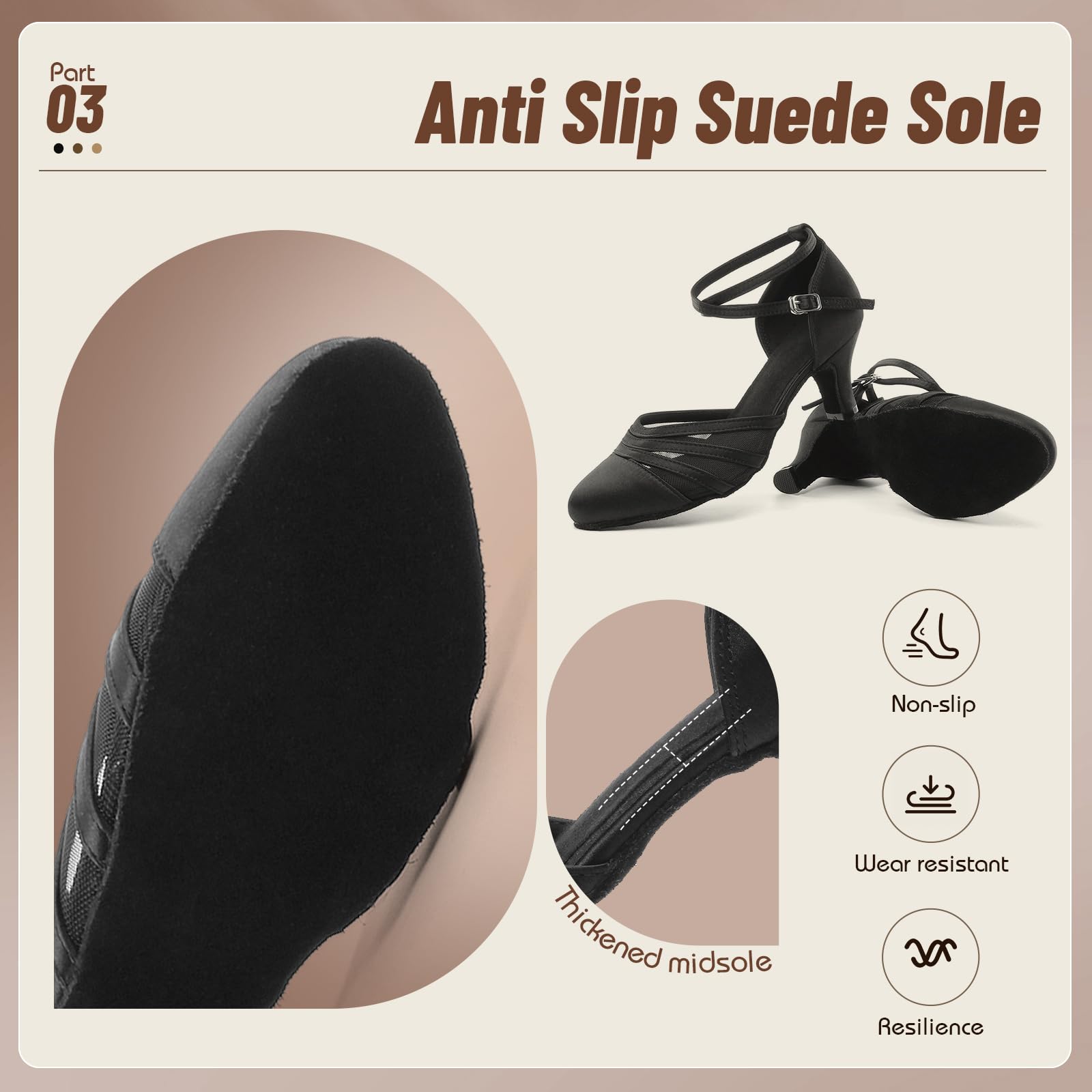 Chaussures de Danse Latine pour Femmes Chaussures de Danse Tango Valse Sociale Salsa en Mesh Satinee