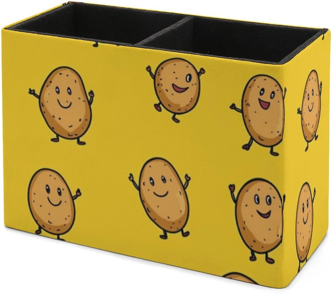 Cute Potatoes Pencil Pen Holder PU Leather Desk Storage Organizer Makeup Brush Box
