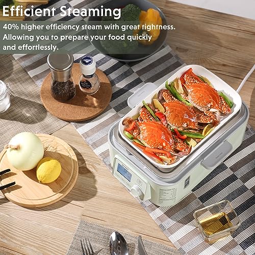 BUYDEEM G553 5-Quart Electric Food Steamer for Cooking, One Touch Vegetable Steamer, Digital Multifunctional Steamer, Quick Steam in 60s, Stainless Steel Steamer Tray, No Stew Pots Included - Thumbnail 5