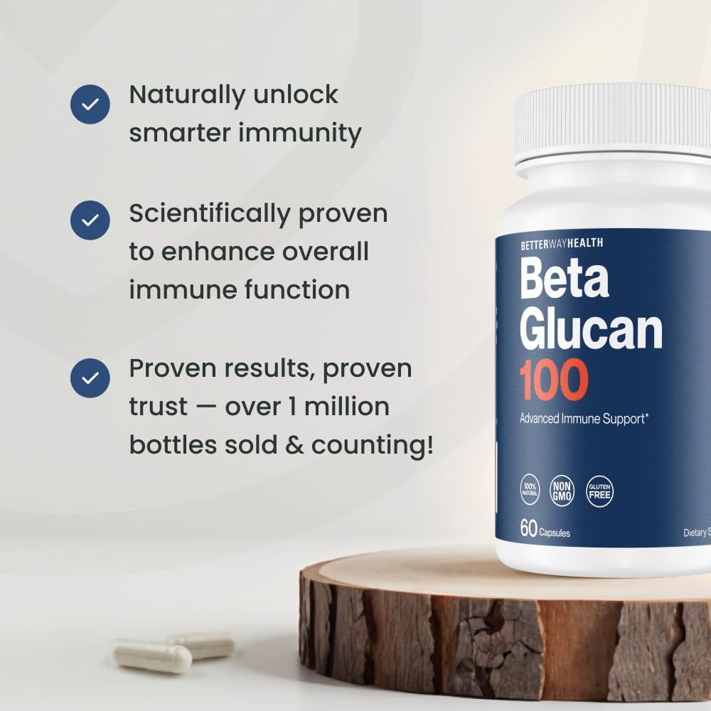 Better Way Health™ - Advanced Immune Readiness - Highly Purified 1,3/1,6 Beta Glucan 100 - Clinically Tested Immune Defense - 100mg/60 Capsules - Image 4