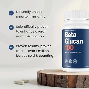 Better Way HealthTM - Advanced Immune Readiness - Highly Purified 1,3/1,6 Beta Glucan 100 - Clinically Tested Immune Defense - 100mg/60 Capsules