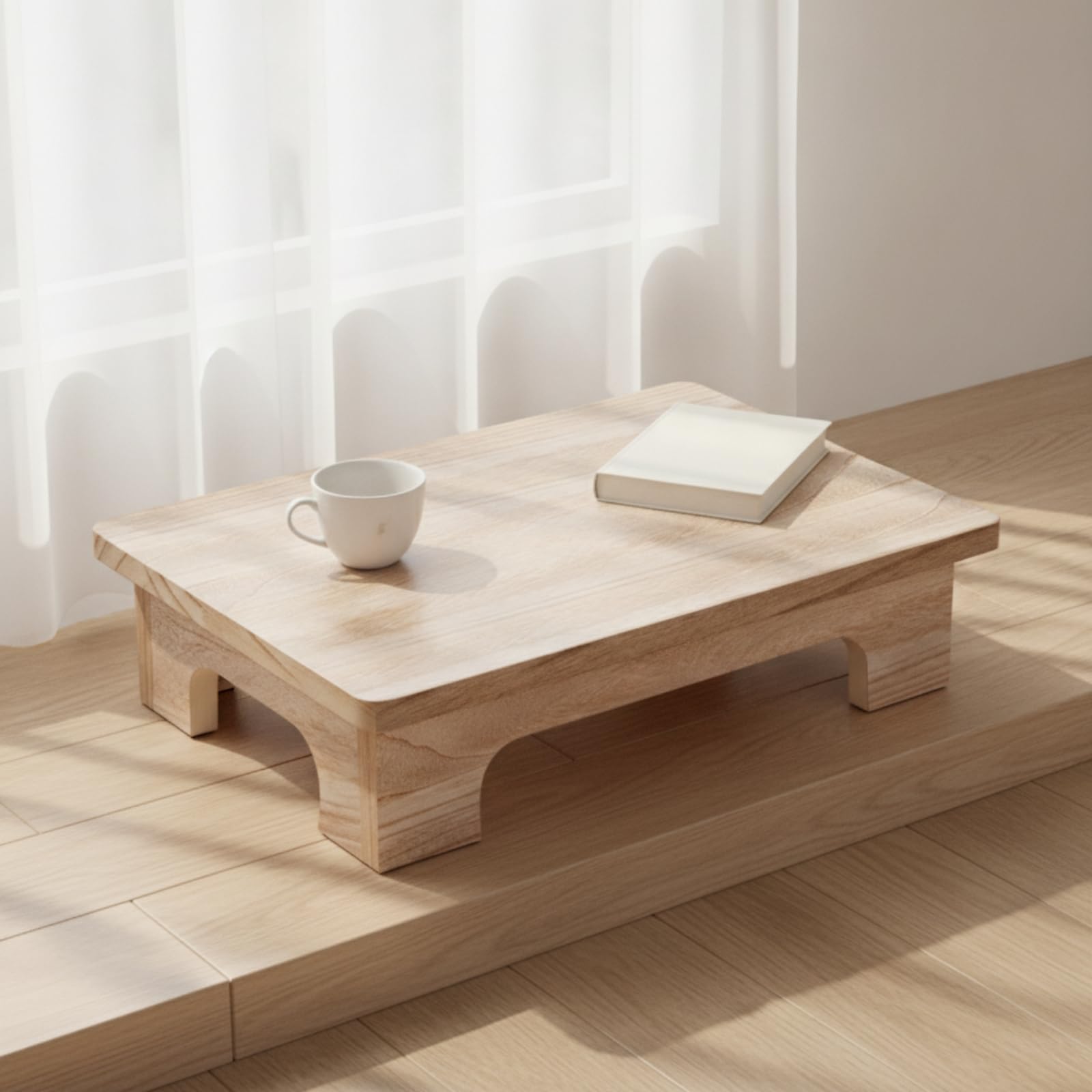 Table Basse en Bois Massif Paulownia, 50cm X 28cm X 10cm, 50 De Long - Couleur Fortement Rôtie - Peinture À Base D Eau Écologique Bois Massif