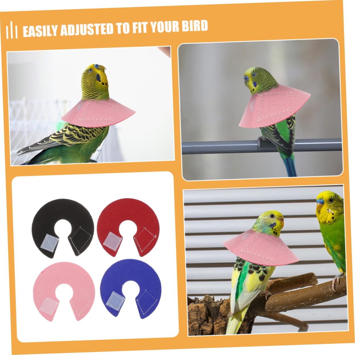 Levemolo Parrot Feather Plucking Collar Bird Collar Soft Liner Adjustable Fit for Different Sizes