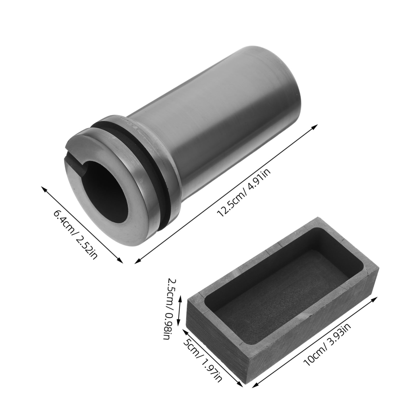 Amosfun 2 Stück Graphit Gießformset für Gold und Silberbarren 1 Kg Graphittiegel Einfache Bedienung Vielseitig für Schmelzofen und Aluminiumraffination