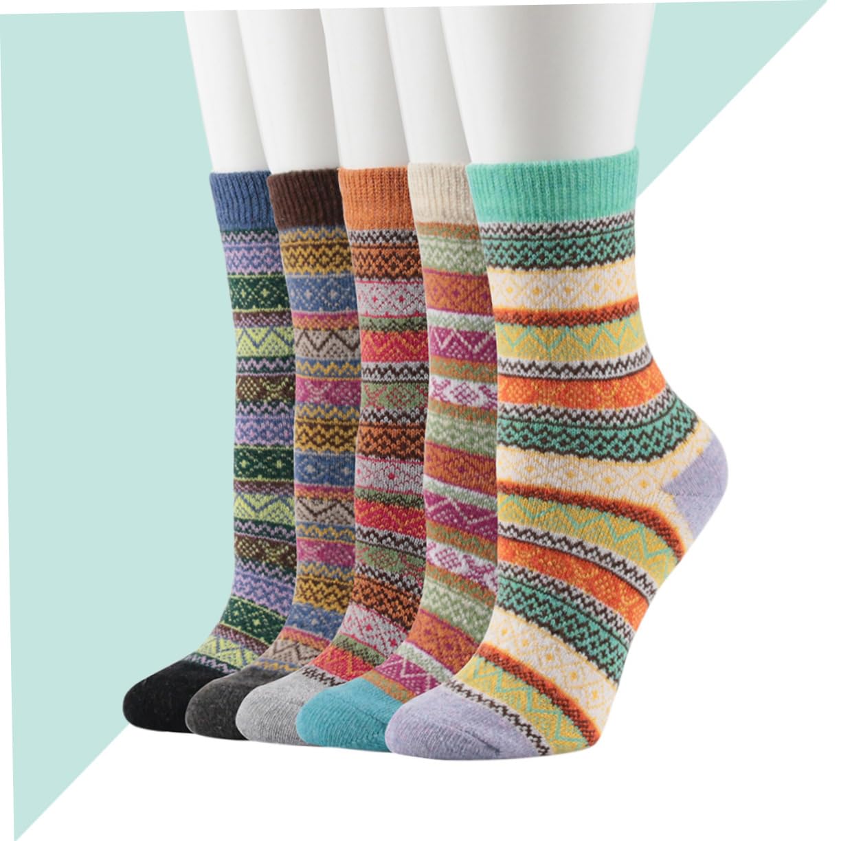 SHERCHPRY 10pares Calcetines De Lana Para Mujer Diseño Vintage Térmicos y Cómodos Para Invierno Paquete