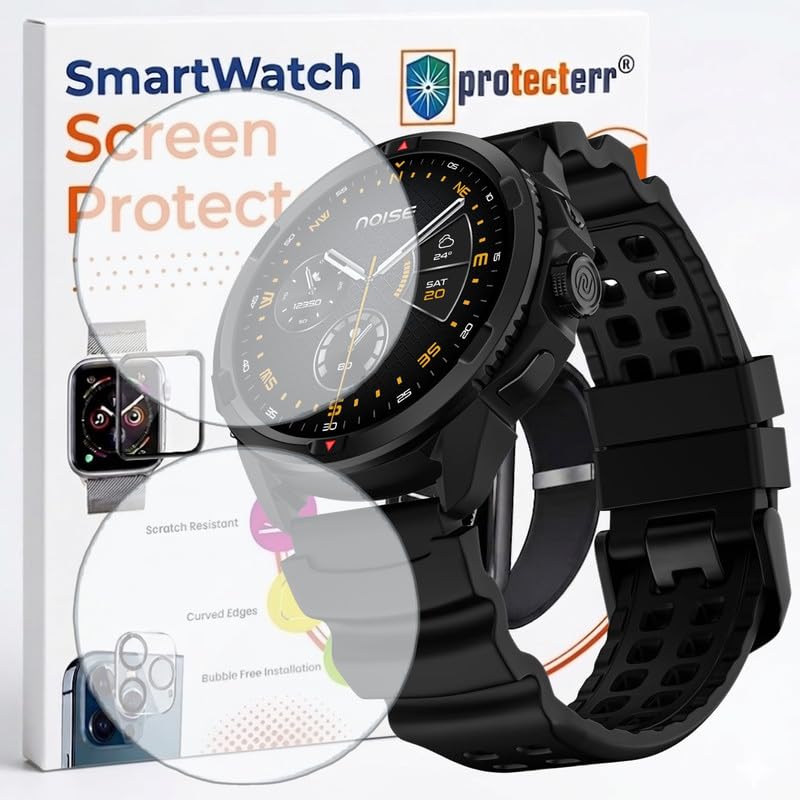 Image of 2 Pack Smartwatch Screen Protector for Noise Endeavour Pro 1.5 inch - Flexible TPU Screen Guard, Ultra Thin, Scratch Resistant, Bubble Free, Full Coverage - Not Tempered Glass