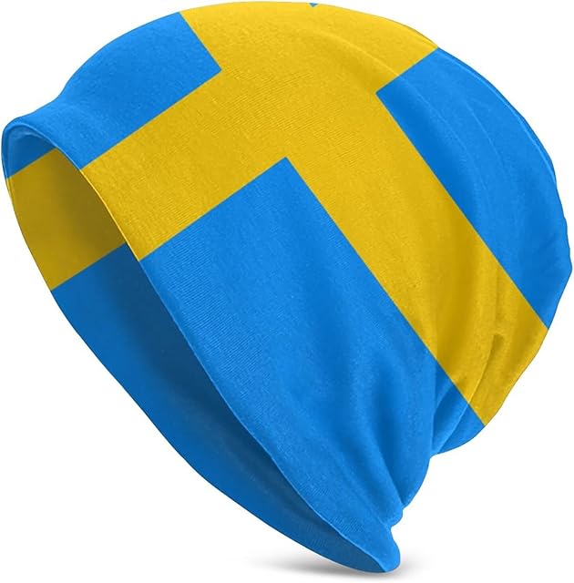 Funny Club Winter Beanie Hat Swedish Flag Unisex Knit Hats Skull Cap for Men and Women
