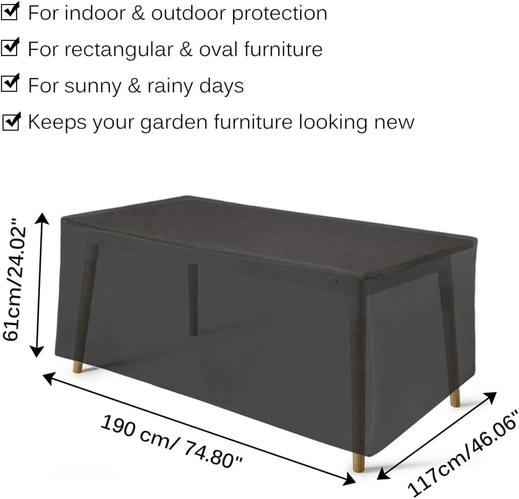 Housse Salon de Jardin 240x100x75cm Exterieur Bache Table De Jardin, Housse de Table ExtéRieur BâChe de Protection éTanche Tissu Oxford ImperméAble, RéSistance au Vent, Anti-UV
