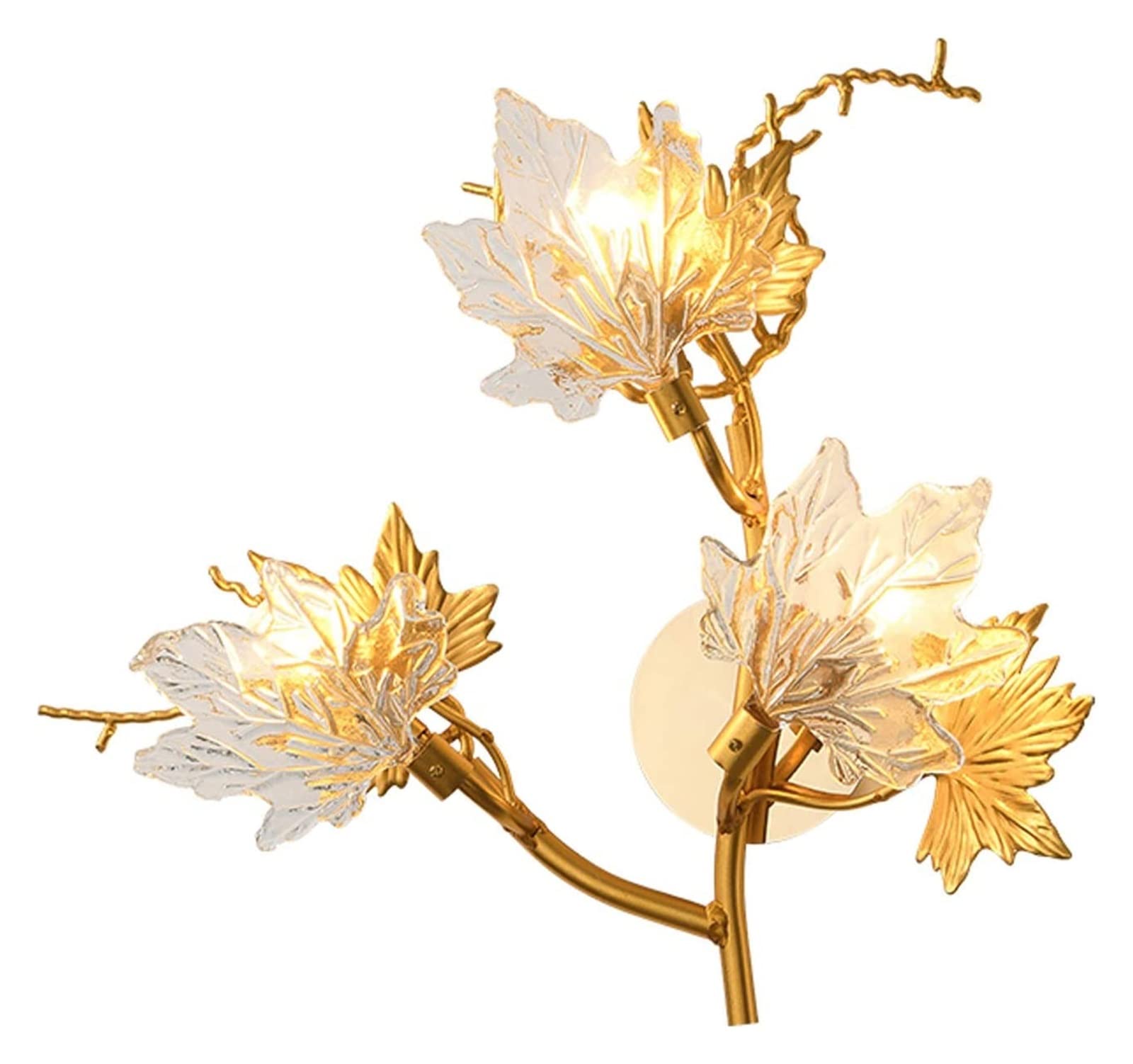 ZTCHSENZT Wall Lamp Light Light Luxury Living Room Background PostGolden Wall Sconce Light Fixture Creative Hotel Bedroom Maple Leaf Wall Light