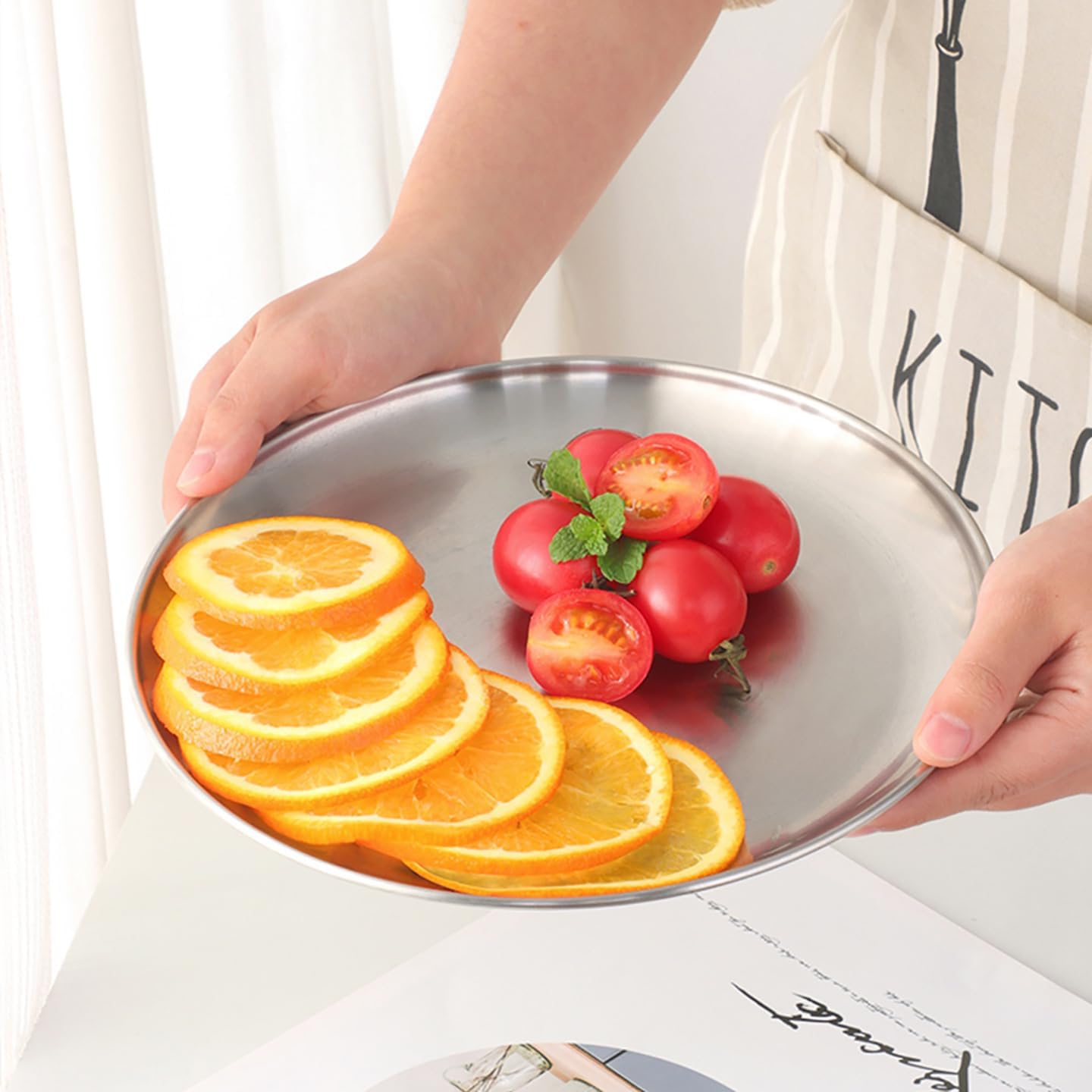 Buyer Star 6-Piece Stainless Steel Plates, 9 Inch Metal Dinner Plates for Adults, Healthy & Non-Toxic for Eating/Serving/Camping/Snack, Shatterproof & Dishwasher Safe (Silver)