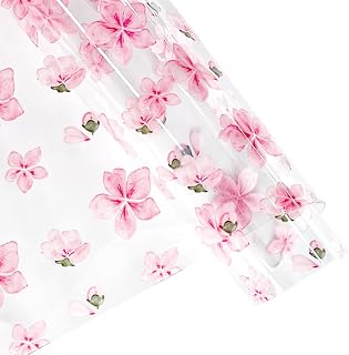 ONEART | Watercolor Floral Clear TPU Vinyl, 12" x 54" Transparent Waterproof Crystal Transparent Plastic Fabric for Bows Earrings Bags-Cherry Blossom