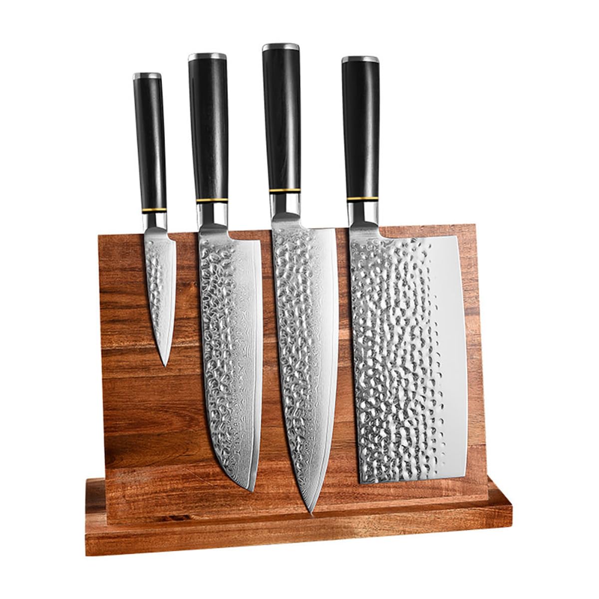 Deluxe Knife Set Kitchen Utensils Set 4 Piece Damascus Steel Chopper Set Magnetic Wood Block High Carbon Stainless