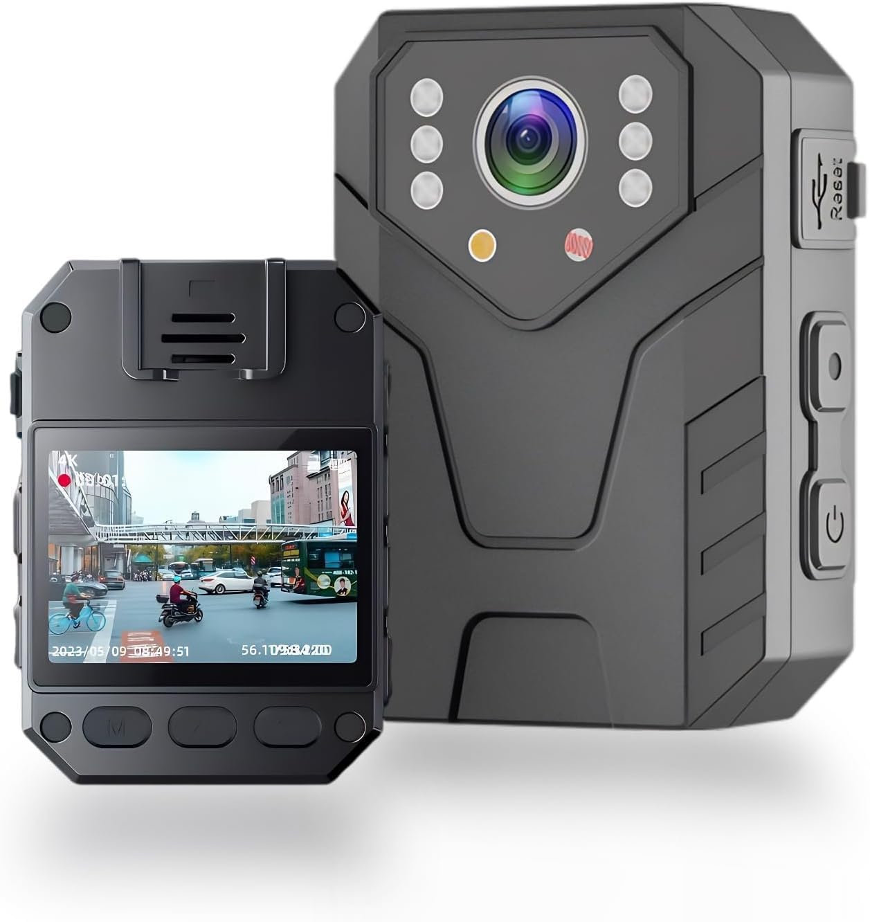 portable body worn camera, hd video recorder with infrared night vision, wearable clip camera, long battery life, for security guards and personal safety