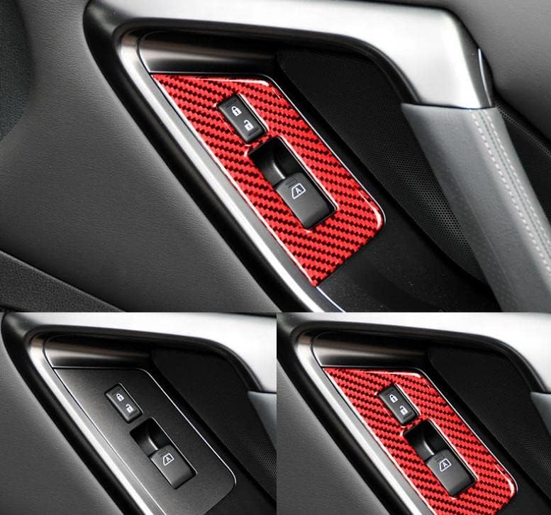Toworldit 2pcs/Set Red Carbon Fiber Interior Accessories Window Lift Panel Decoration Trim Sticker Compatible with 2009-2015 Nissan GTR R35