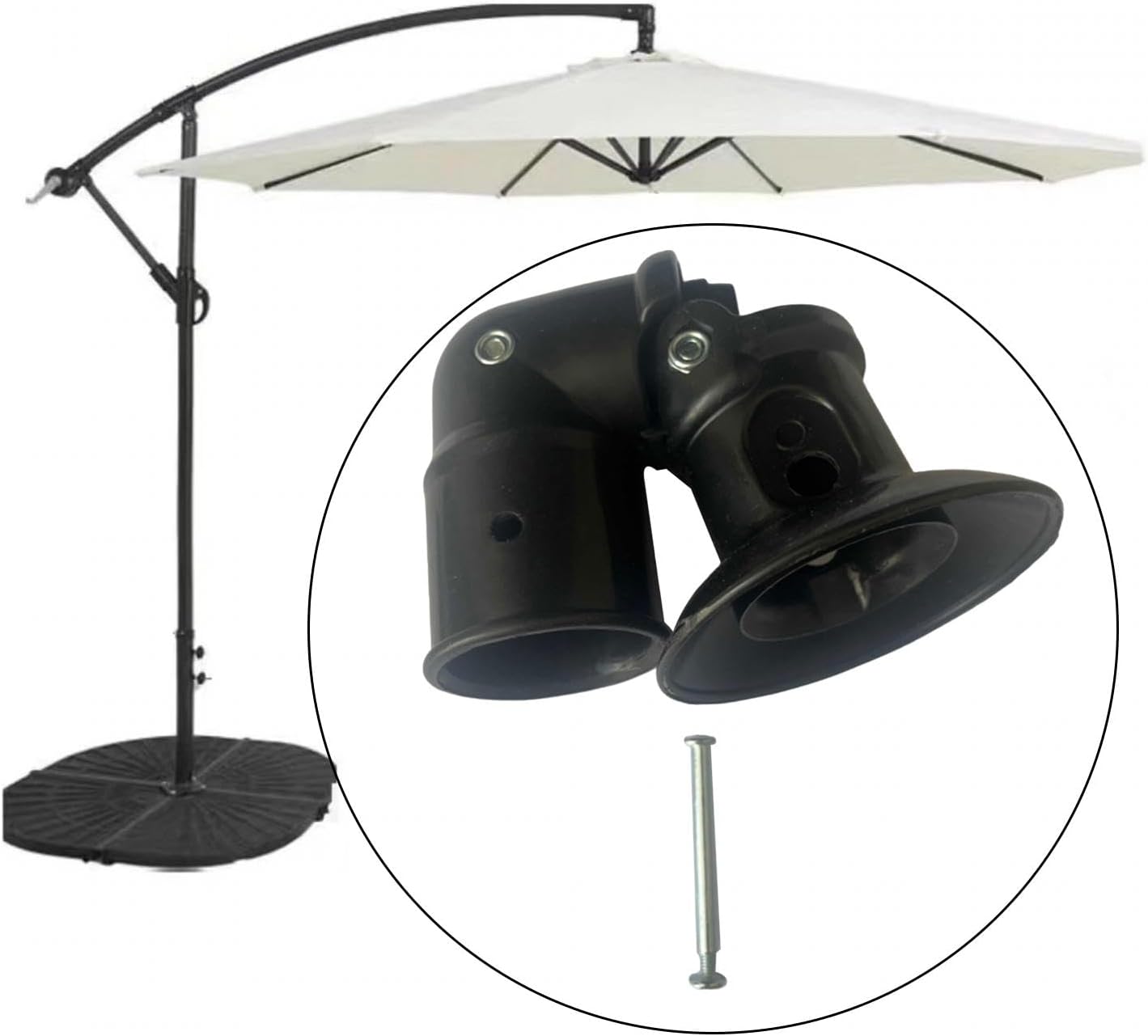 MagiDeal Patio Umbrella Accessories Outdoor Umbrella Clamp Mount Stainless Adjustable Parts Umbrella Replacement Parts for Picnic Beach Patio Balcony, Bend Head