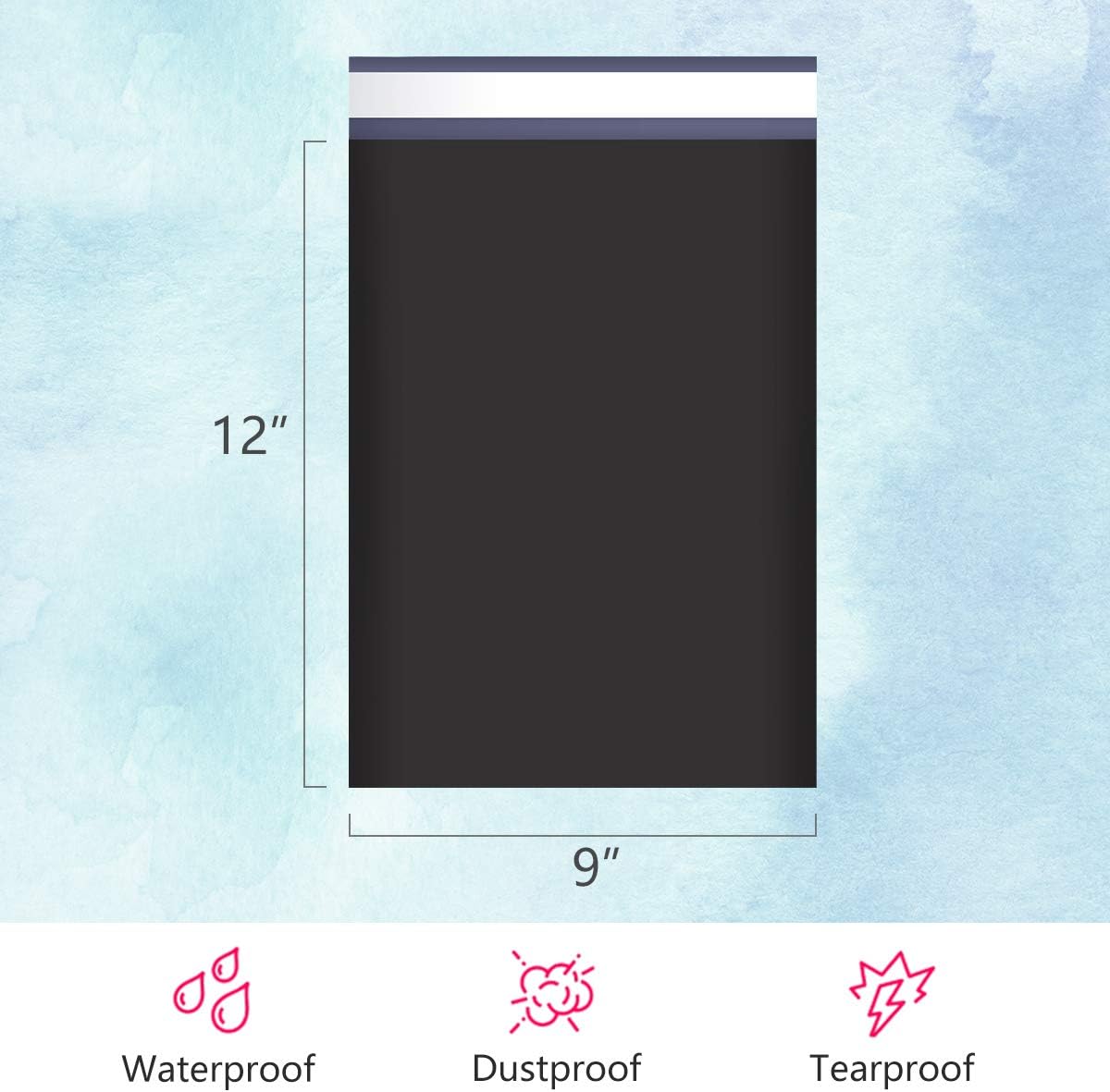 UCGOU Poly Mailers 9x12 Inch Black 200 Pack Shipping Bags #3 Strong Mailing Envelopes Boutique Packaging Postal Self Seal Adhesive Waterproof and Tear Proof Small Business for Clothes Books - Image 2