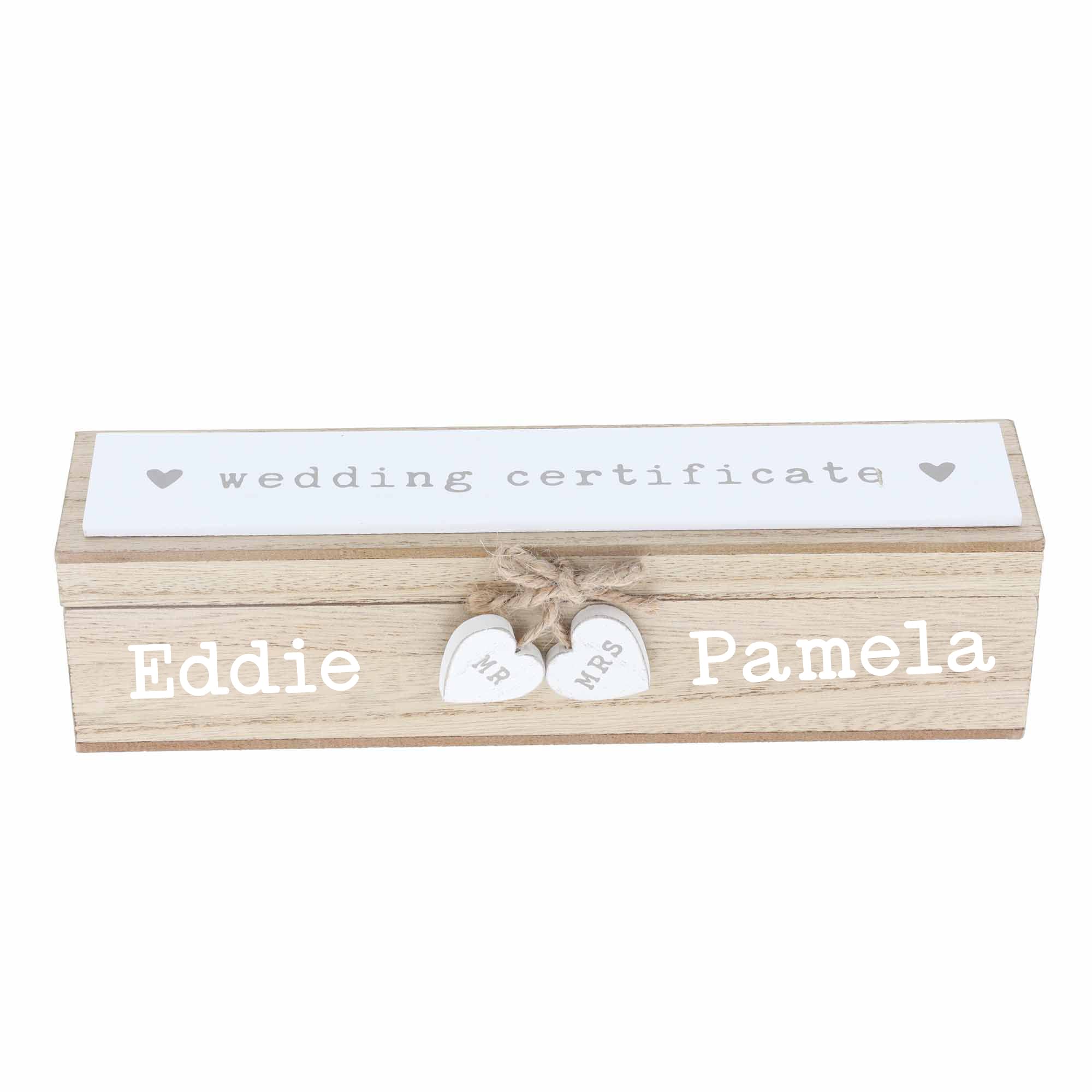 Always Looking Good Personalised Wedding Certificate Holder Wooden Marriage Certificate Holder Rustic Box with Wooden Hearts