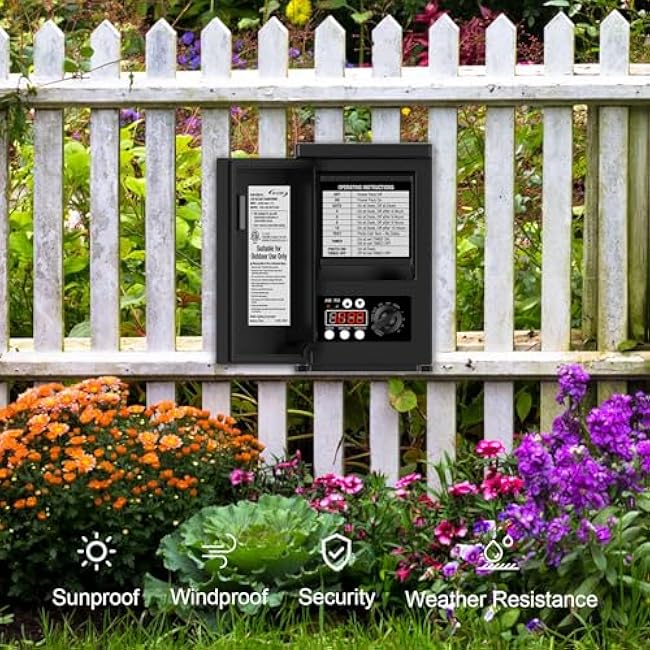 Malibu Low Voltage Landscape Transformer 200W Low Voltage Landscape Lighting Power Pack for Outdoor Spotlight Path Light Floodlight 120V to12V with Photo Sensor Timer and Weatherproof Shield