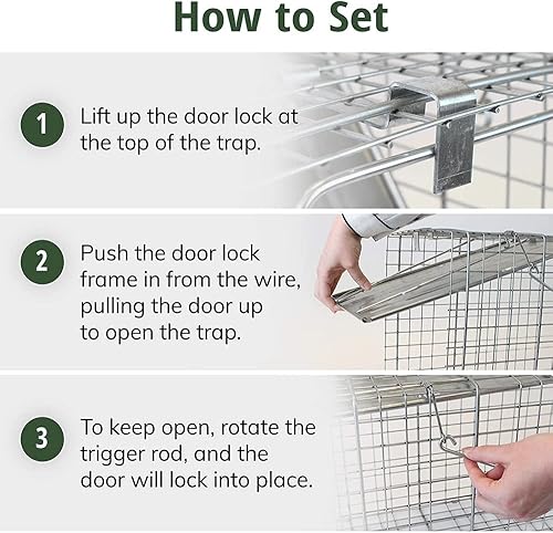 Miniatura 6 de Jaula de trampas para animales vivos de una puerta para conejo, ardilla, zarigüeya, zorrillo, gatito, visón, trampa humana para ratas, captura y