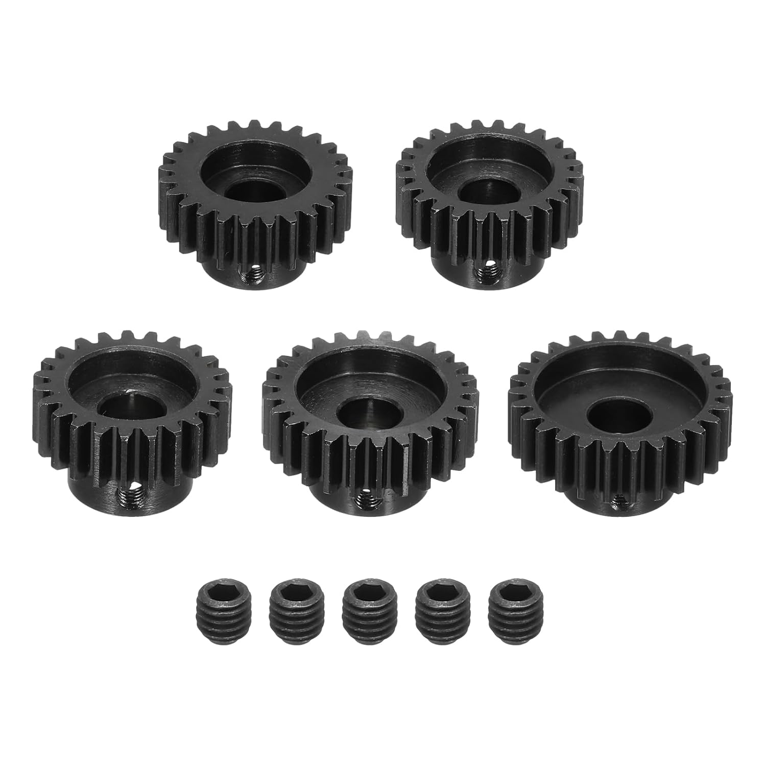 DMiotech M1 23T 24T 25T 26T 27T Steel 8mm Hardened Pinion Motor Gear for RC Car Brushed Replacement Brushless Motors, RC Applications with 5 Pcs Screws for DIY RC Boat Drone