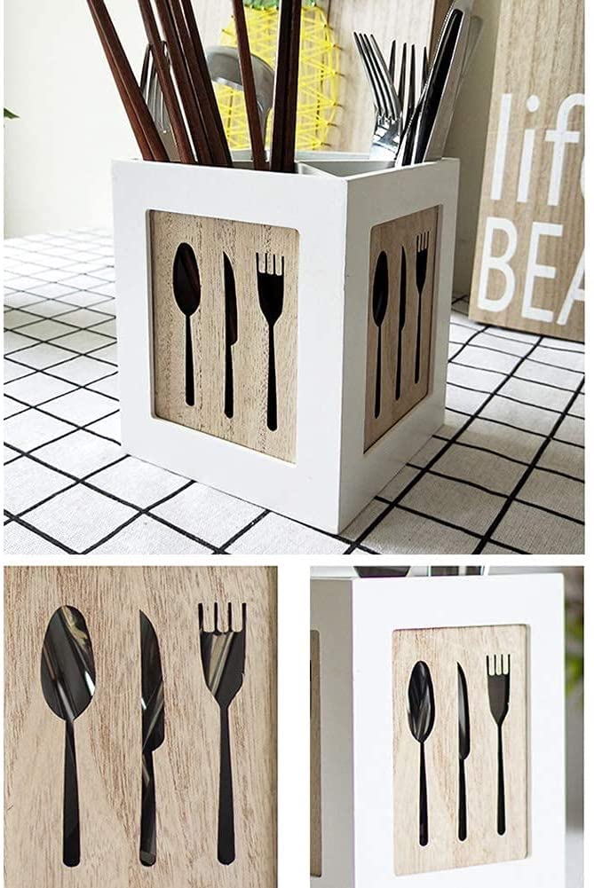 Utensil Caddy Cutlery Silverware Caddy with 4 Compartments Wood Kitchen Organizer Utensil Tray Drawer Organizer for Housewarming Parties