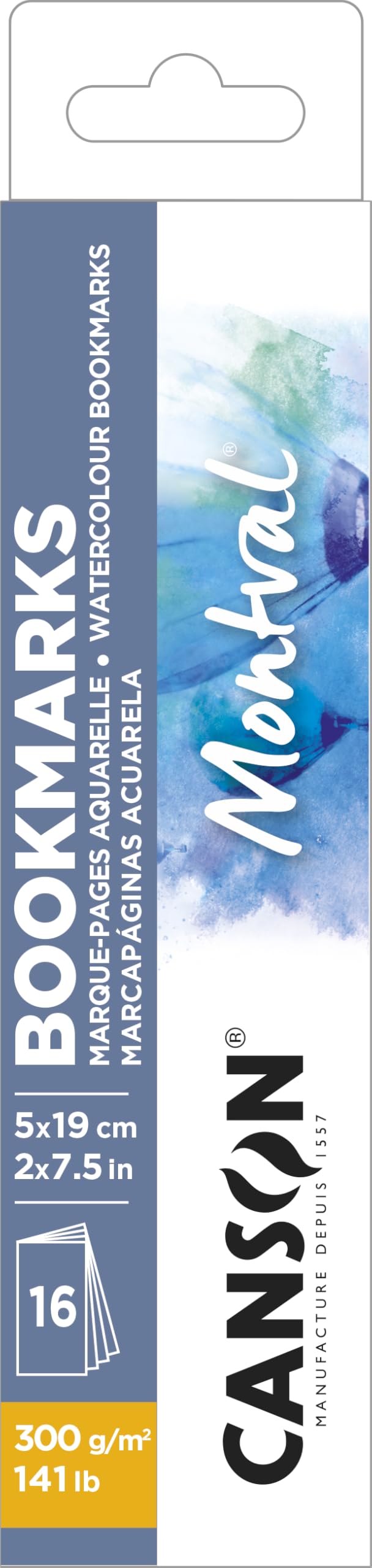 Canson Montval - Lot de 16 Feuilles Aquarelle Grain Fin 300 g/m² - 5 x 19 cm