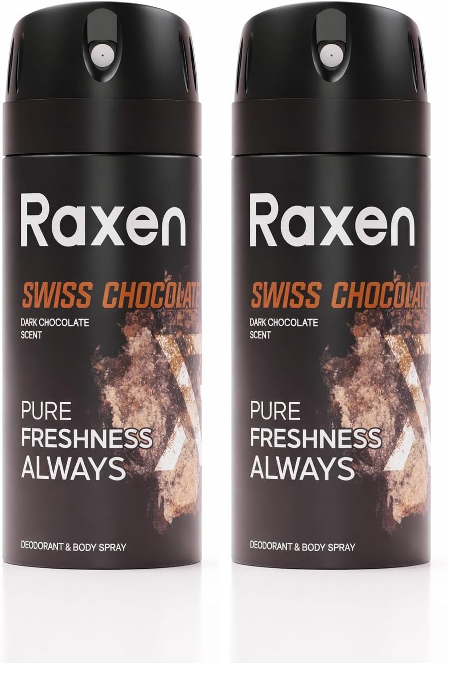 Raxen Erkek Deodorant Spreyi - Swiss Chocolate Serisi - 150ml - Etkili Ter Kokusu Önleyici - Alüminyumsuz ve Leke Bırakmayan Formül - Gün Boyu Ferahlık Veren Erkek Vücut Spreyi (2 paketi)