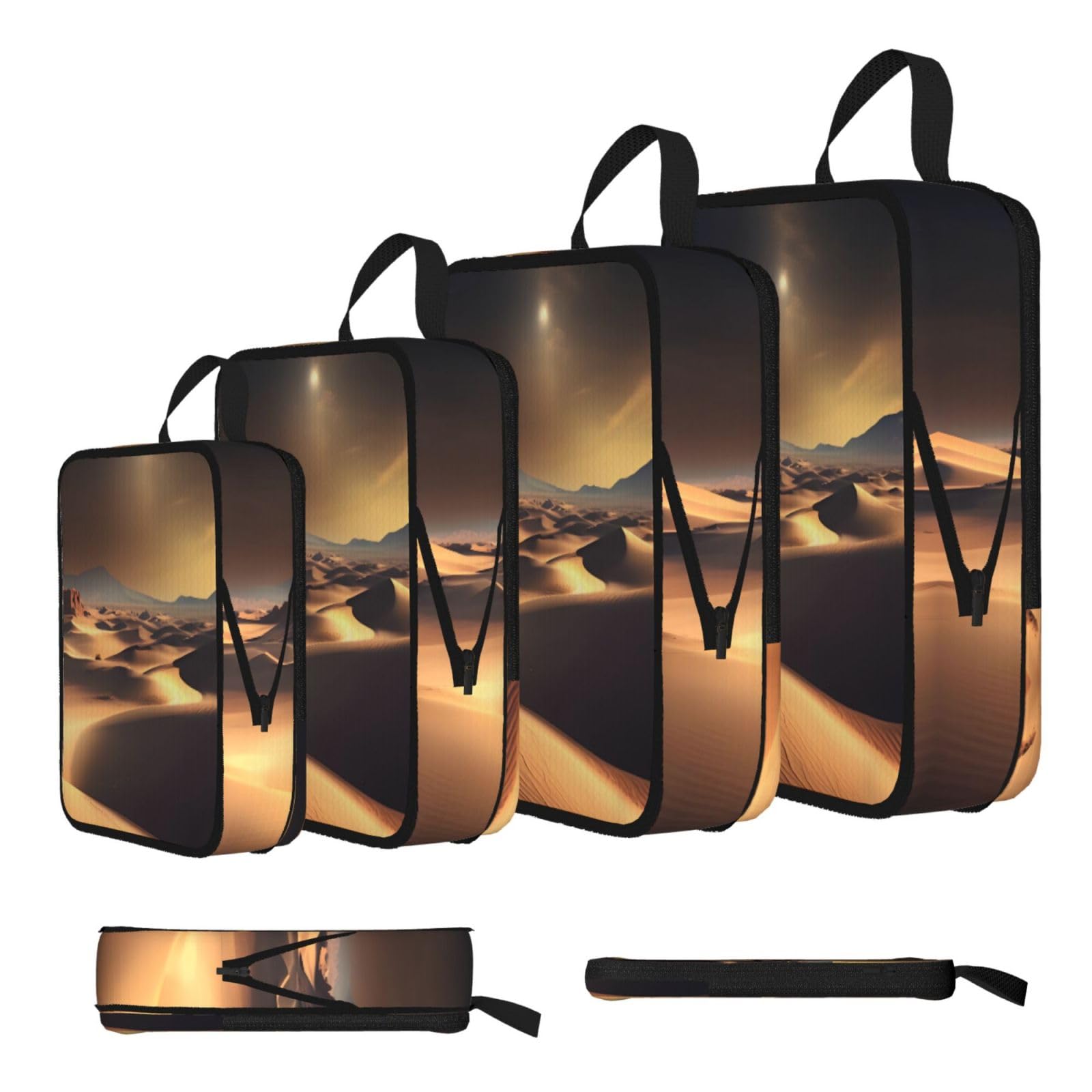 Sxzvvbn Black Sahara Desert Compression Packing Cubes 4 Piece Set