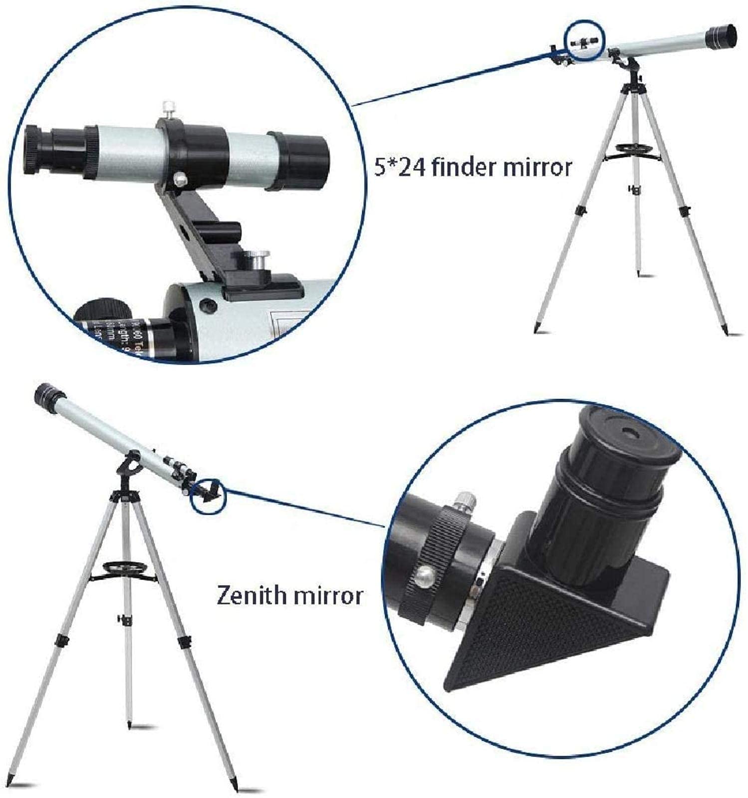 Teleskop monokularowy, 525-krotny profesjonalny teleskop astronomiczny do obserwacji gwiazd, wyposażony w ultralekki statyw ze stopu aluminium